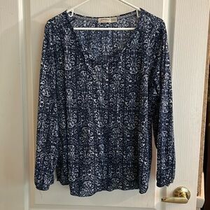 Faded glory navy/white blouse, size XL 16/18
